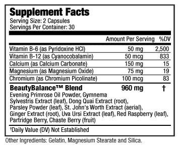 BeautyBalance® is formulated with a unique blend of ingredients to keep your body functioning optimally, by reducing the common symptoms of PMS including sugar cravings, bloating, water retention and cramping. Helps Reduce PMS Symptoms Helps Control Sugar Cravings Decreases Cortisol Levels Supports Hormonal Balance Supports Weight Loss | BeautyFit® USA