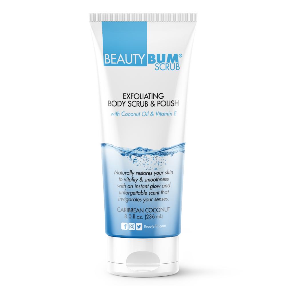 Exfoliating Body Scrub & Polish for Women, Smooth skin. Fresh scent Beauty-Bum® Scrub is your bathing routine. Nourishment and revitalizing your skin with ingredients like vitamin E and coconut oil. | BeautyFit® USA