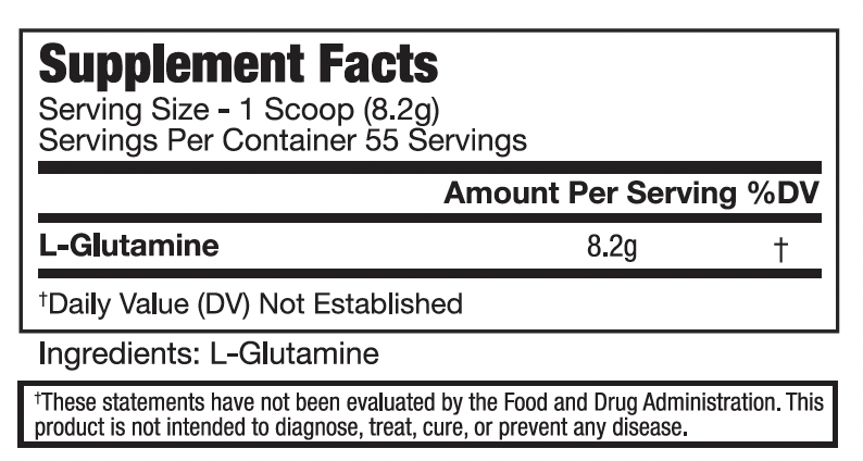 100% Pure L-Glutamine - 55 Servings (Pharmaceutical Grade)- Coming Soon!