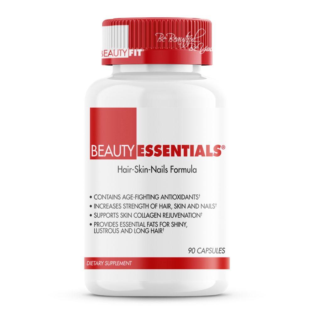 BeautyEssentials® Nutrients To Optimize Tissue Production Of Proteins Needed For The Development Of Healthy And Strong Hair, Skin And Nails.  • Age-Fighting Antioxidants  • Provides Pro-oxidant Selenium  • Increases Strength of Hair, Skin and Nails  • Supports Skin Collagen Rejuvenation  • Provides Essential Fats For Shiny, Lustrous and Long Hair | BeautyFit® USA