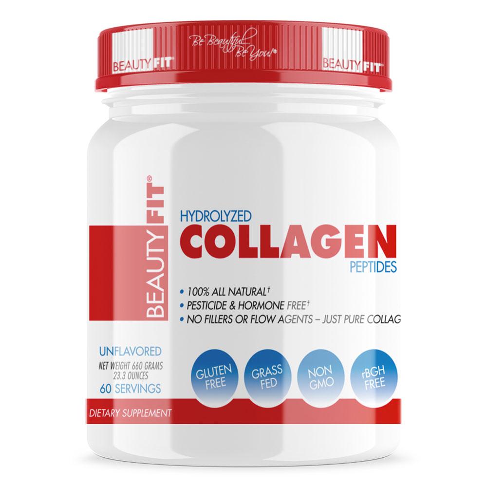 BeautyFit® Collagen 100% all natural Brazilian pasture-raised bovine hydrolyzed collagen.    Support Joint Health and rejuvenate cartilage  Improve Health Of Skin, Hair, Nails  Natural rejuvenation of youthful appearance  Gluten-Free, Non-GMO & rBGH Free  Keto-Friendly No filler or flow agents Zero Fat, Carbs & Sugar | Beautyfit® USA